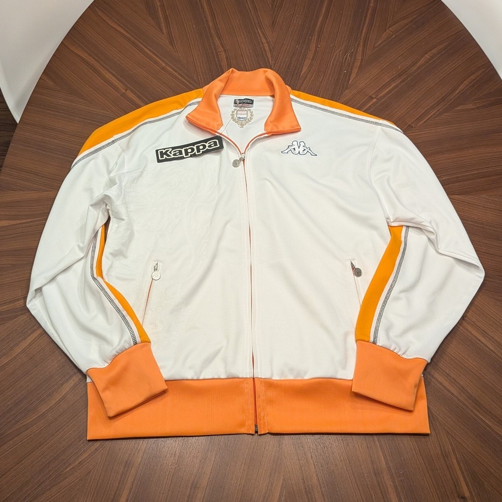 Kappa Track Jacket Mens XL White Orange NWT KF7-304USF7 Full Zip Logo Jacket